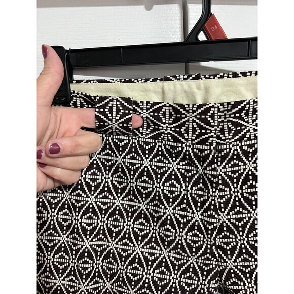 Tory Burch Geometric Print Womens Golf Pants Size 10 Brown & White Cotton Blend - Picture 3 of 13